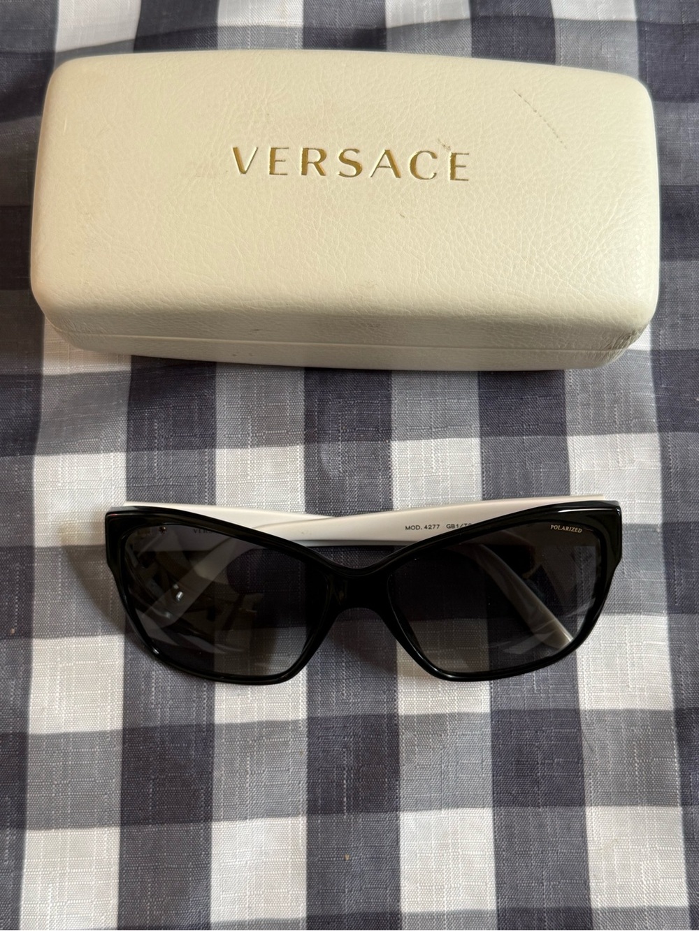 Versace Women's Black and White Cat-Eye Sunglasses